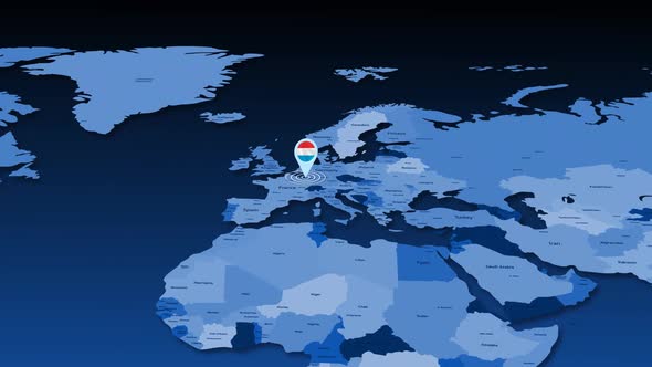 Luxembourg Location Tracking Animation On Earth Map