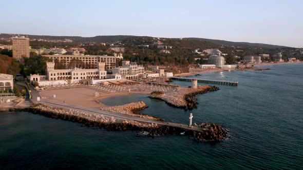 Aerial view of a small sea resort