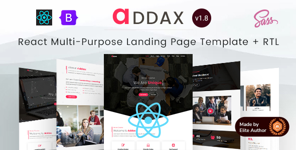 Addax - React Landing Page Template Collection