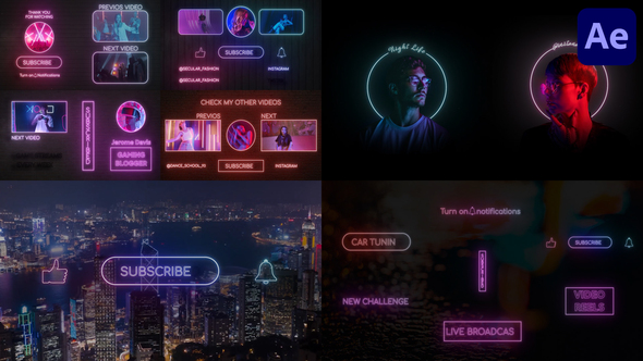 Neon Social Media Pack for After Effects