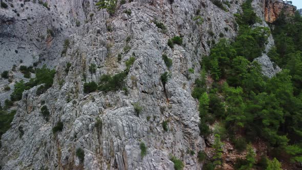 Closeup Aerial Footage of Stone Rock Filmed By Drone in Turkey at Summer Time