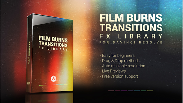 Film Burns Transitions & FX Pack for DaVinci Resolve