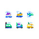 Mode of Travelling Transport Flat Icon Set - GraphicRiver Item for Sale