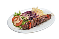 White plate with Lamb skewer and salad isolated - PhotoDune Item for Sale