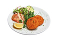White plate with two Cheese croquettes ans salad Isolated - PhotoDune Item for Sale