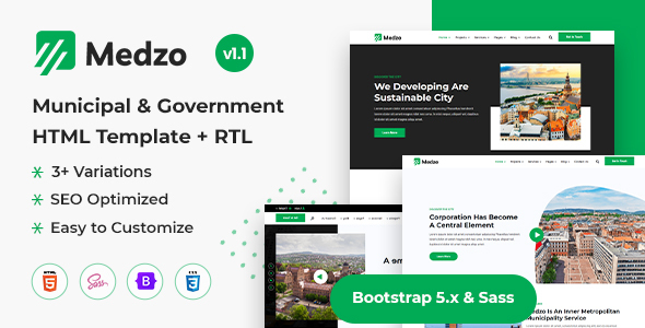 Medzo – Municipal & Government Services HTML Template