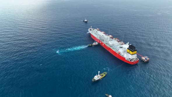 Gas tanker at sea aerial view 4 K Turkey Alanya