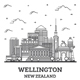 Outline Wellington New Zealand City Skyline with Modern and Historic Buildings Isolated on White. - GraphicRiver Item for Sale