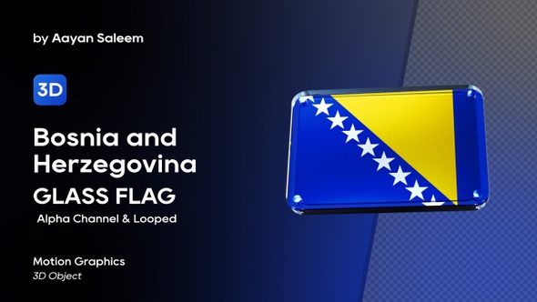 Bosnia And Herzegovina Flag 3D Glass Badge