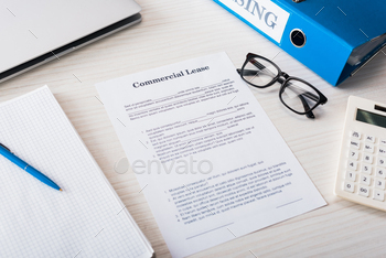 ar document with commercial lease lettering on