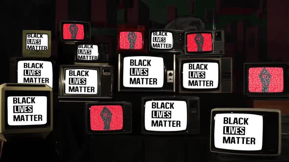 Black Lives Matter Logo and Retro TVs.