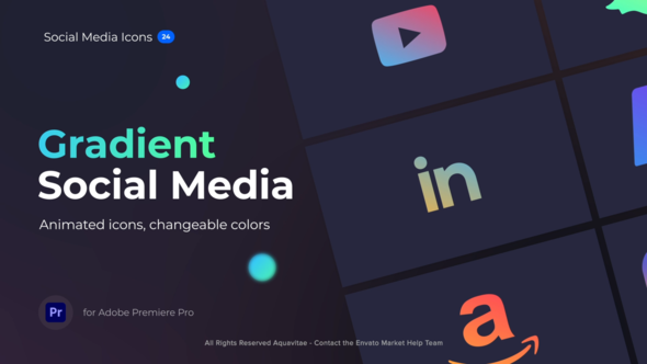 Animated Gradient Social Media Icons l MOGRT for Premiere Pro