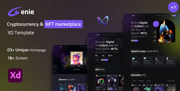Genie- Cryptocurrency &  NFT marketplace XD Temmplate