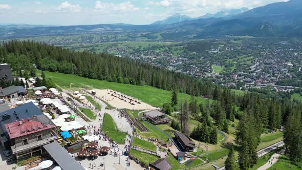 Aerial view of Gubalowka mountain and Zakopane town in Tatra mountains, Poland