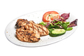 White plate with roasted chicken fillet and salad Isolated - PhotoDune Item for Sale