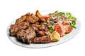 White plate with Mixed meat grilled and salad Isolated - PhotoDune Item for Sale