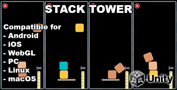 Stack Tower - Unity 2D Game With AdMob (Android game and iOS game)