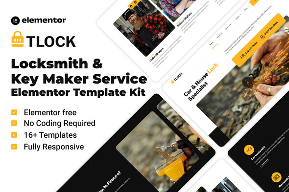 Tlock - Locksmith & Key Maker Service Elementor Template Kit