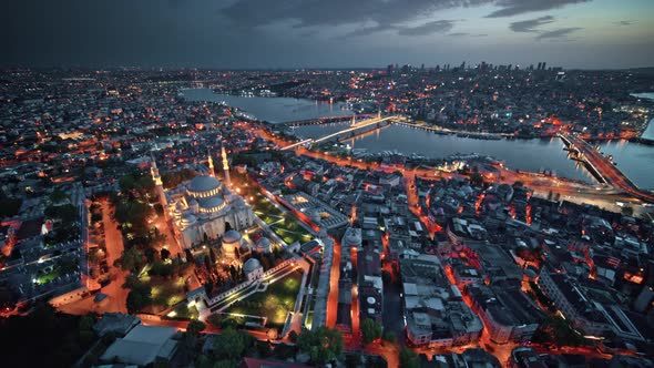 Suleymaniye Mosque looks very beautiful from the air.