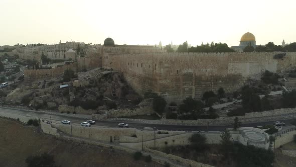 Aerial view of the Old City and its walls