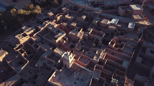 Aerial View Of The Authentic Ancient Taghit In The Sahara Desert, Algeria