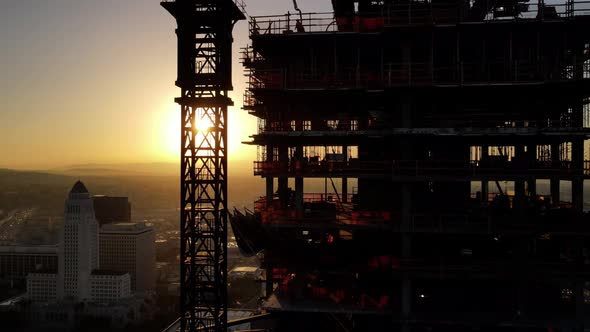 Aerial shot of a new high-rise building under construction