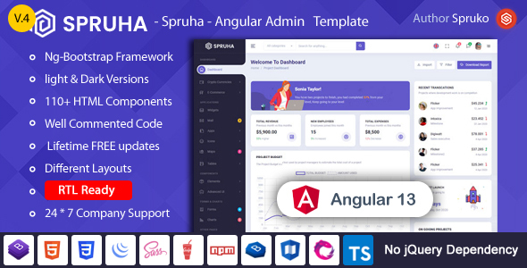 Spruha - Angular Admin & Dashboard Template