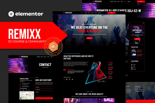 Remixx - Dj Course & Community Elementor Template Kit