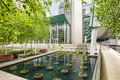 A city square in Seattle, a plaza with trees and water pool with plants. - PhotoDune Item for Sale