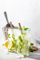 Summer refreshing or detox drinks, lemon cucumber mint infused water, hard light and shadows - PhotoDune Item for Sale