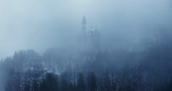 Hohenzollern Castle Located on Top of a Hill Overgrown with Spruce Forest