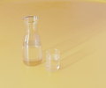 Clear glass of water and carafe on bright yellow surface, 3d rendering - PhotoDune Item for Sale