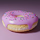 Realistic big glazed donut 3d model with pink glaze and sweet - 3DOcean Item for Sale