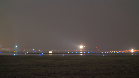 Airplane Landing at Night