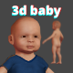 3d Baby in blue dress in fbx and obj file for blender, 3dmax and all 3d software - 3DOcean Item for Sale