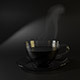 3d model of glass cup of hot black steamed coffee on saucer - 3DOcean Item for Sale
