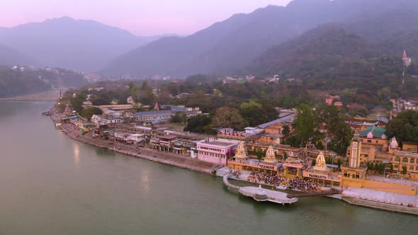 Aerial view on Rishikesh, India, 4k drone footage