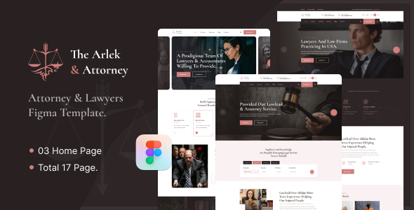 Arlaw - Lawyer Attorney & Law Firm Figma Template.