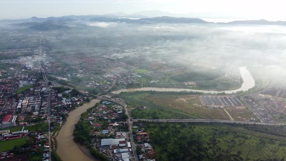 Aerial view Kerian River at Nibong Tebal