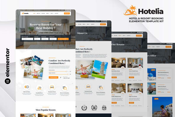 Hotelia - Hotel & Resort Booking Elementor Template Kit