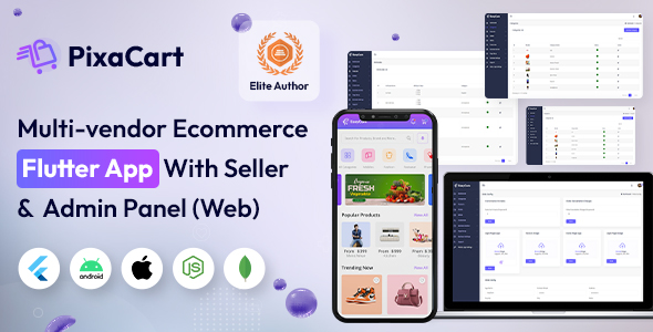 PixaCart - Multivendor Flutter eCommerce App With Seller & Admin Panel (Web)