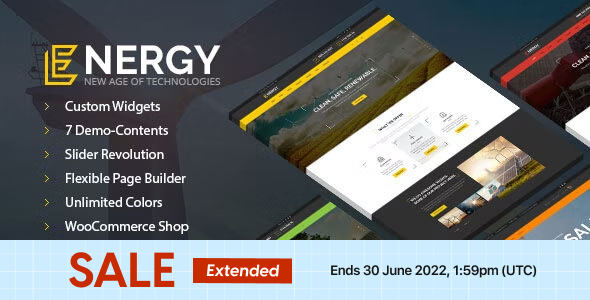Energy - solar and wind alternative power WordPress Theme