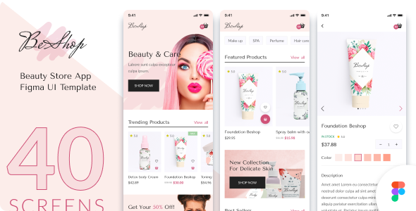 BeShop - Beauty Store App Figma UI Template