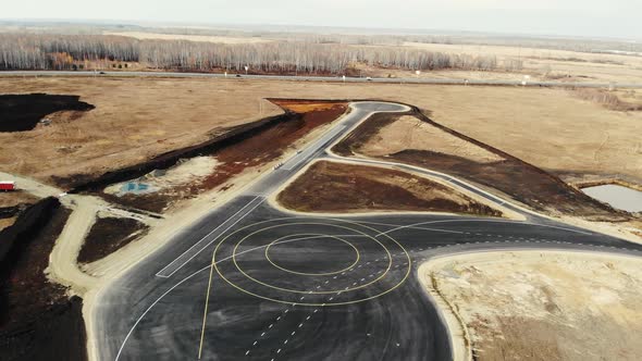Aerial View of the Completed Road Construction of Test Site for Cars