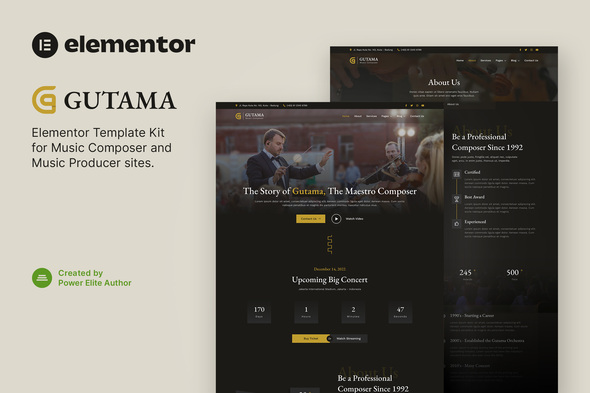 Gutama – Music Composer & Producer Elementor Template Kit