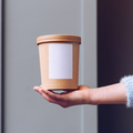 Close up female hands holding paper food container. Delivery concept.  - PhotoDune Item for Sale