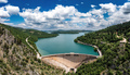 Plastiras Lake dam, Greece. Concrete construction in Karditsa, Thessaly. Aerial drone view - PhotoDune Item for Sale