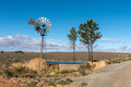 Landscape withwater-pumping windmill, trees and dam - PhotoDune Item for Sale