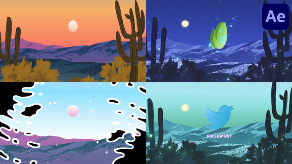 Sunset Painting Logo for After Effects alt
