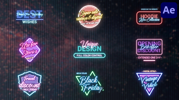 Black Friday Neon Titles for After Effects alt
